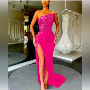 Sheath sequins ruched sleeveless sweep brush train dress